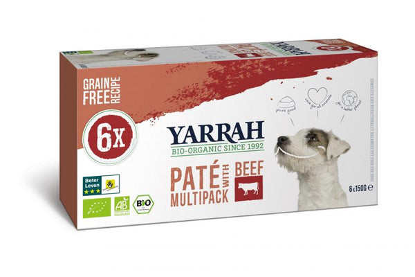 Yarrah organic multi-pack for dogs - beef (6x150gr)
