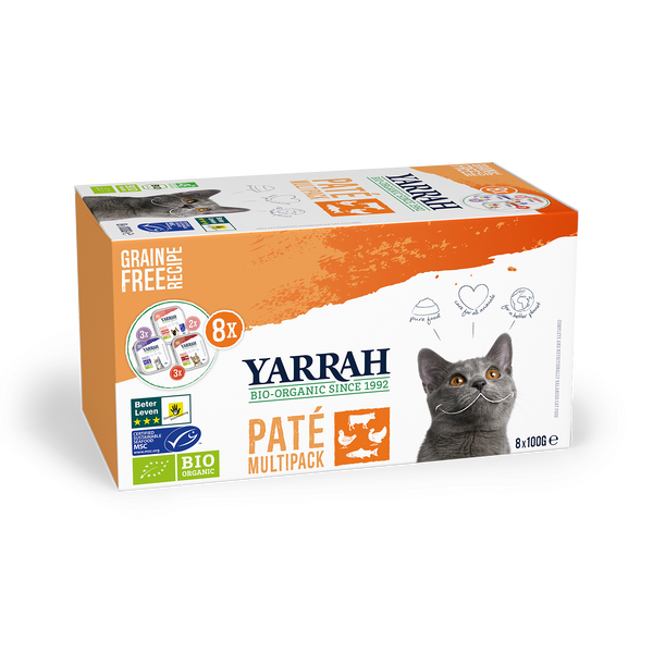 Yarrah organic multi-pack for cats in 3 flavors (8x100gr)