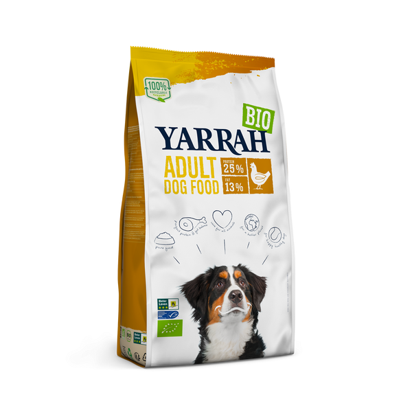 Yarrah organic kibble for adult dogs - chicken